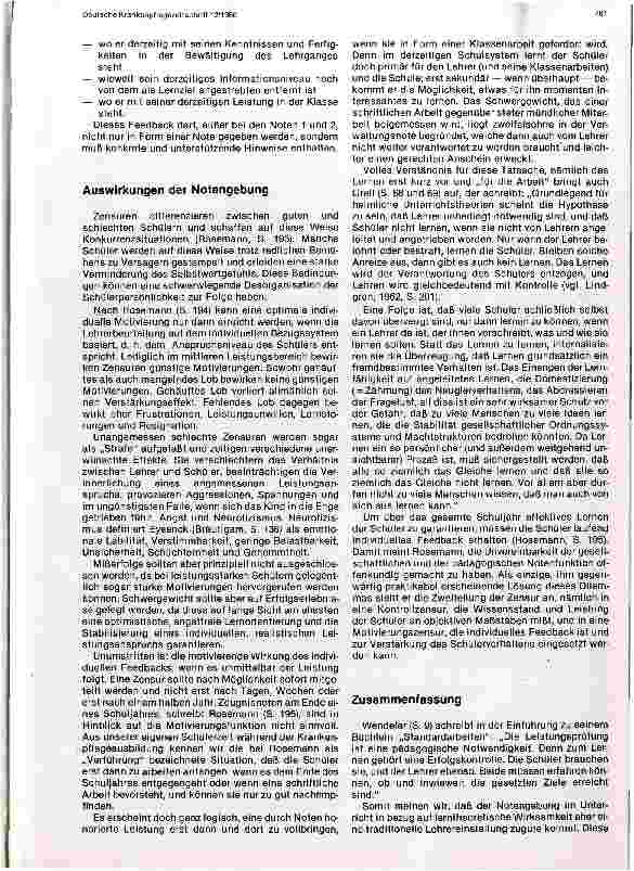 Vorschauseite 3: Beurteilung des Schülerverhaltens in Form von Noten