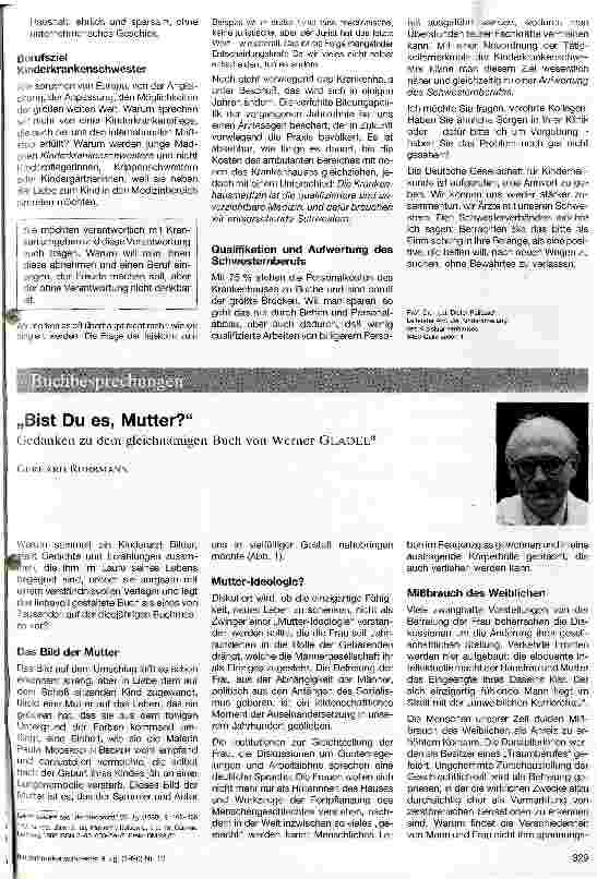 Vorschauseite 3: Thema: Kinderkrankenpflege Ein Brief an die Chefärzte von Kinderkliniken und -abteilungen