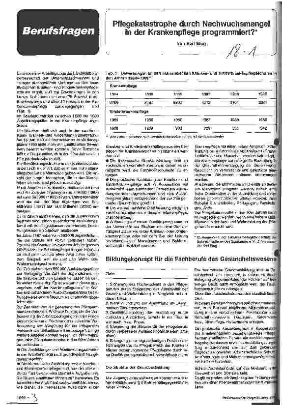 Vorschauseite 1: Pflegekatastrophe durch Nachwuchsmangel in der Krankenpflege programmiert?