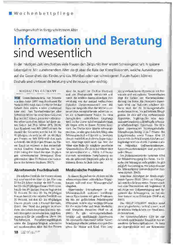 Vorschauseite 1: Information und Beratung sind wesentlich