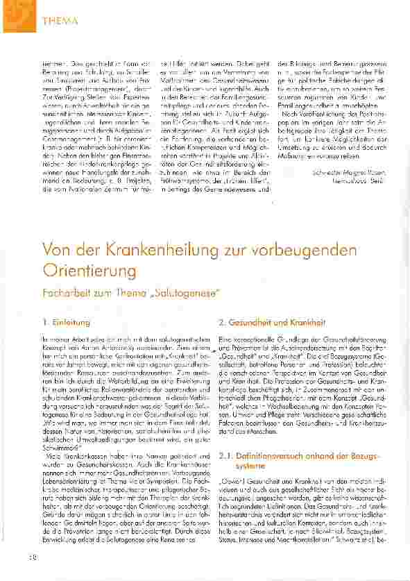 Vorschauseite 1: Von der Krankenheilung zur vorbeugenden Orientierung