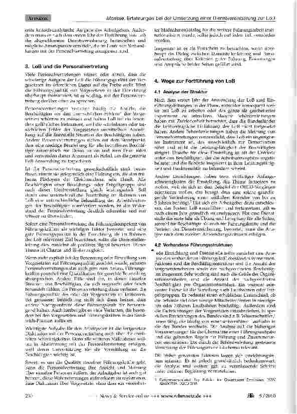 Vorschauseite 3: Erfahrungen bei der Umsetzung einer Dienstvereinbarung zur Leistungsorientierten Bezahlung (LoB) - nach zwei Jahren