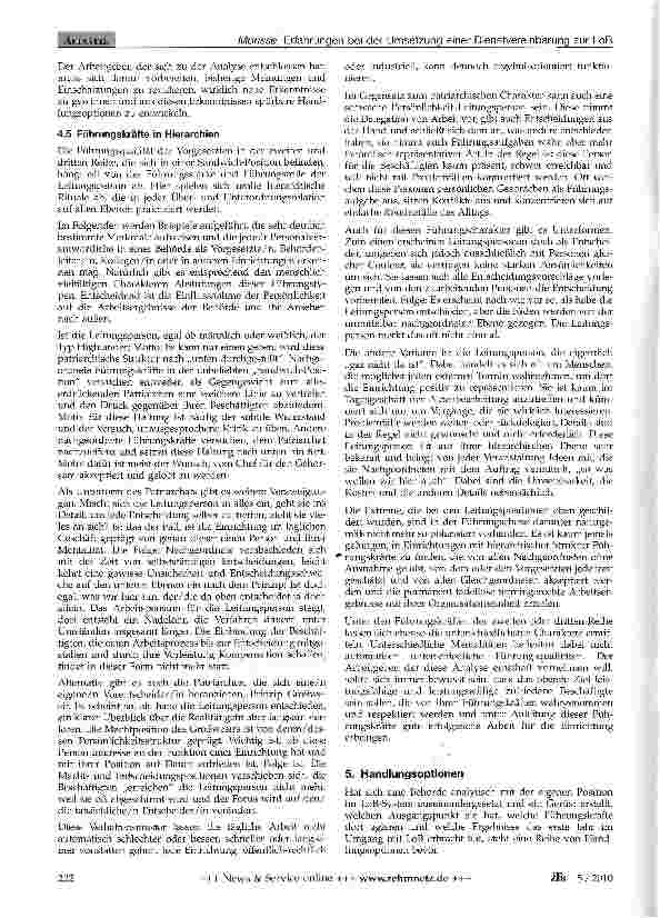Vorschauseite 5: Erfahrungen bei der Umsetzung einer Dienstvereinbarung zur Leistungsorientierten Bezahlung (LoB) - nach zwei Jahren