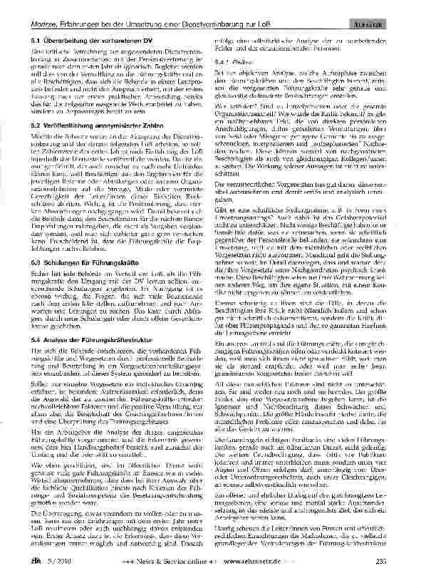 Vorschauseite 6: Erfahrungen bei der Umsetzung einer Dienstvereinbarung zur Leistungsorientierten Bezahlung (LoB) - nach zwei Jahren