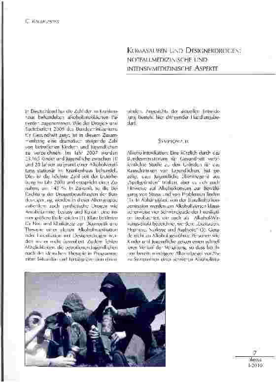 Vorschauseite 1: KOMASAUFEN UND DESIGNERDROGEN: NOTFALLMEDIZINISCHE UND INTENSIVMEDIZINISCHE ASPEKTE