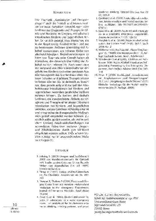 Vorschauseite 4: KOMASAUFEN UND DESIGNERDROGEN: NOTFALLMEDIZINISCHE UND INTENSIVMEDIZINISCHE ASPEKTE