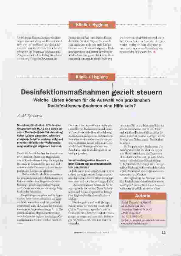 Vorschauseite 1: Desinfektionsmaßnahmen gezielt steuern