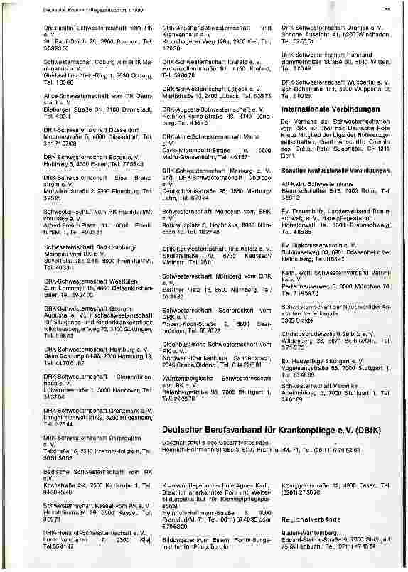 Vorschauseite 5: Anschriften der Berufsorganisationen für Kranken und Kinderkrankenpflege ihre nationalen und internationalen Verbindungen