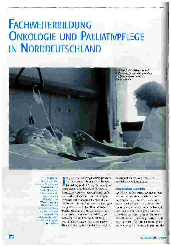 Vorschauseite 1: Fachweiterbildung Onkologie und Palliativpflege in Norddeutschland