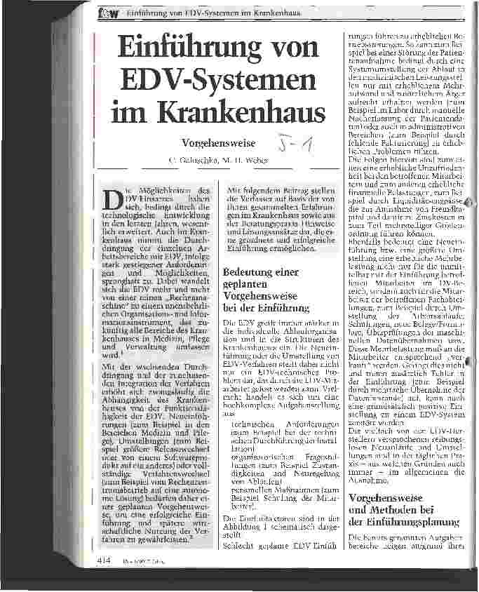 Vorschauseite 1: Einführung von EDV-Systemen im Krankenhaus
