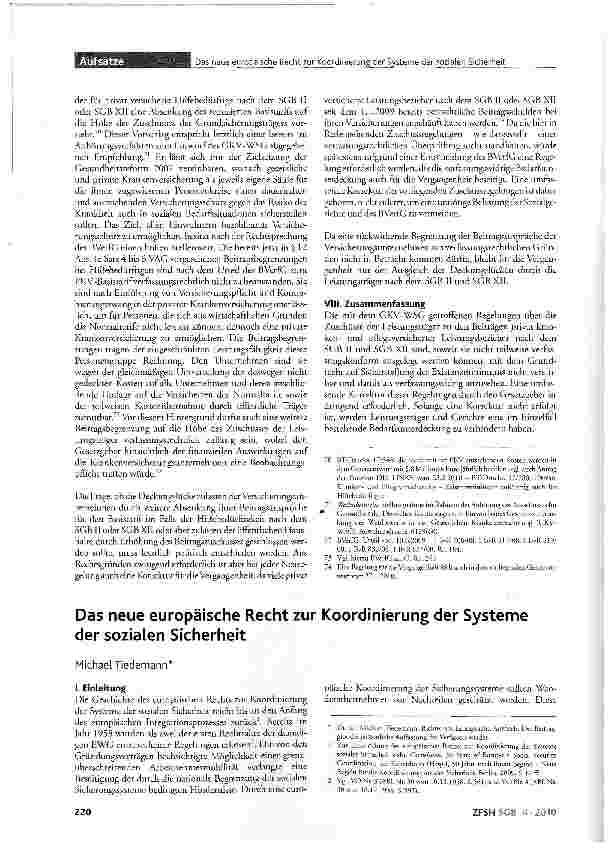 Vorschauseite 1: Das neue europäische Recht zur Koordinierung der Systeme der sozialen Sicherheit