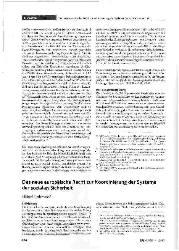 Vorschauseite 2: Das neue europäische Recht zur Koordinierung der Systeme der sozialen Sicherheit