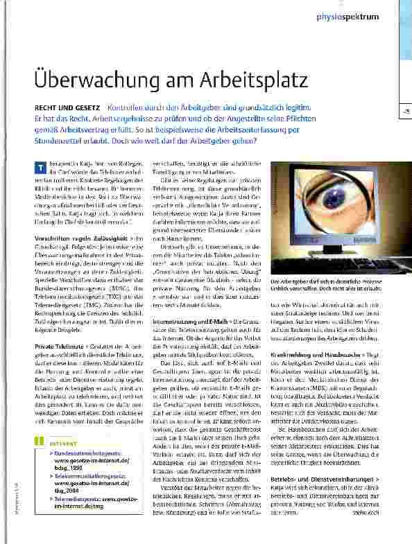Vorschauseite 1: Überwachung am Arbeitsplatz