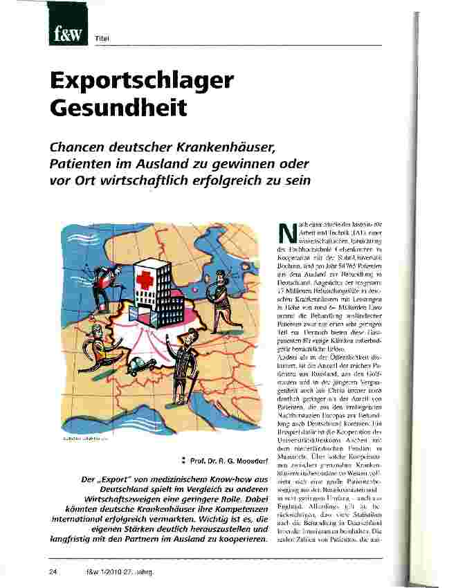 Vorschauseite 1: Exportschlager Gesundheit