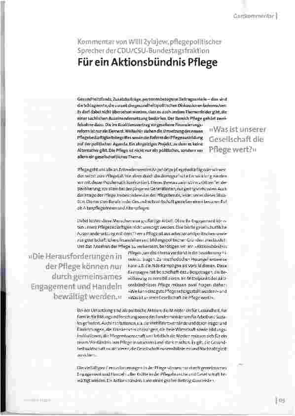 Vorschauseite 2: Für ein Aktionsbündnis Pflege