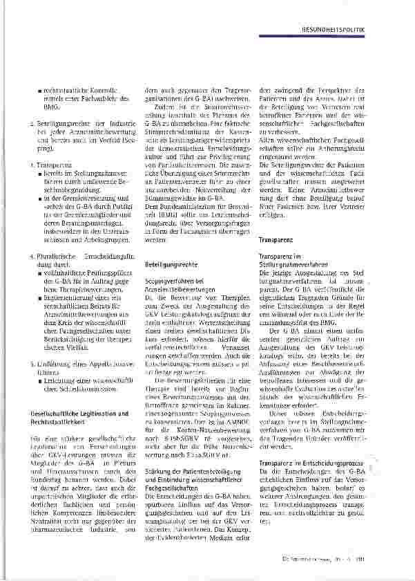 Vorschauseite 2: Transparente und gesellschaftlich legitimierte Wertentscheidungen! Vorschläge des BPI für eine neue Struktur des Gemeinsamen Bundesausschusses