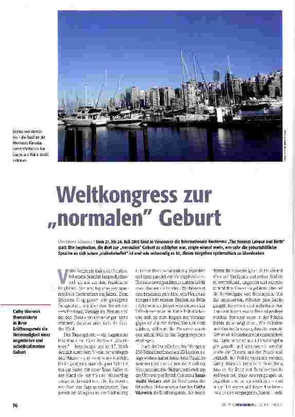 Vorschauseite 1: Weltkongress zur normalen Geburt