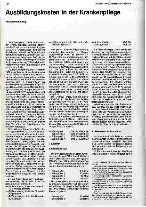 Vorschauseite 1: Ausbildungskosten in der Krankenpflege