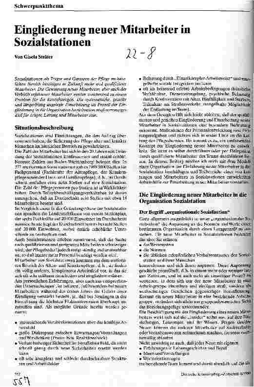Vorschauseite 1: Eingliederung neuer Mitarbeiter in Sozialstationen