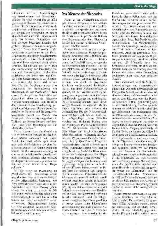 Vorschauseite 4: Ethik in der Pflege Das Dilemma der Pflegenden bei Zwangsbehandlungen in der Psychiatrie