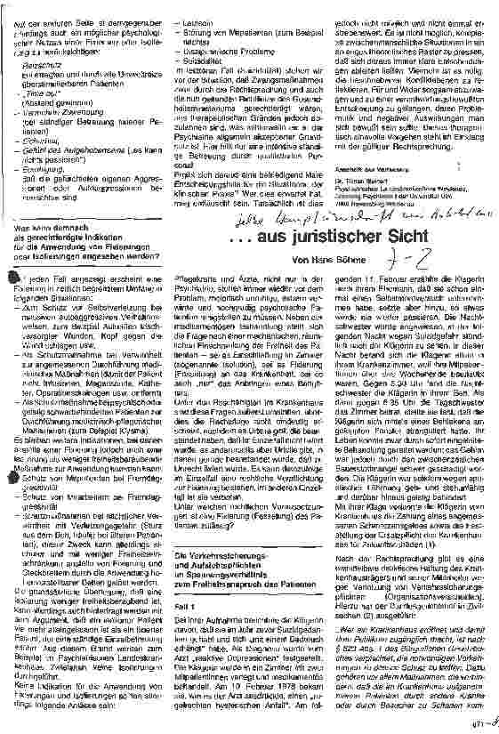 Vorschauseite 1: Die Fixierung (Fesselung) und Isolierung von Patienten im Krankenhaus ...aus juristischer Sicht