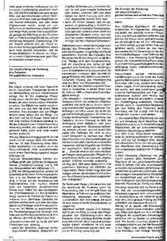 Vorschauseite 3: Die Fixierung (Fesselung) und Isolierung von Patienten im Krankenhaus ...aus juristischer Sicht