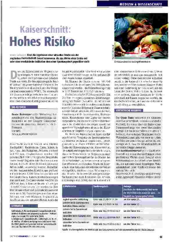 Vorschauseite 1: Kaiserschnitt: Hohes Risiko