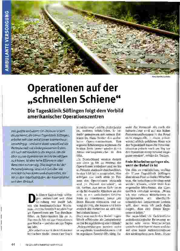 Vorschauseite 1: Operationen auf der „schnellen Schiene