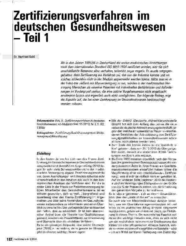 Vorschauseite 1: Zertifizierungsverfahren im deutschen Gesundheitswesen - Teil 1