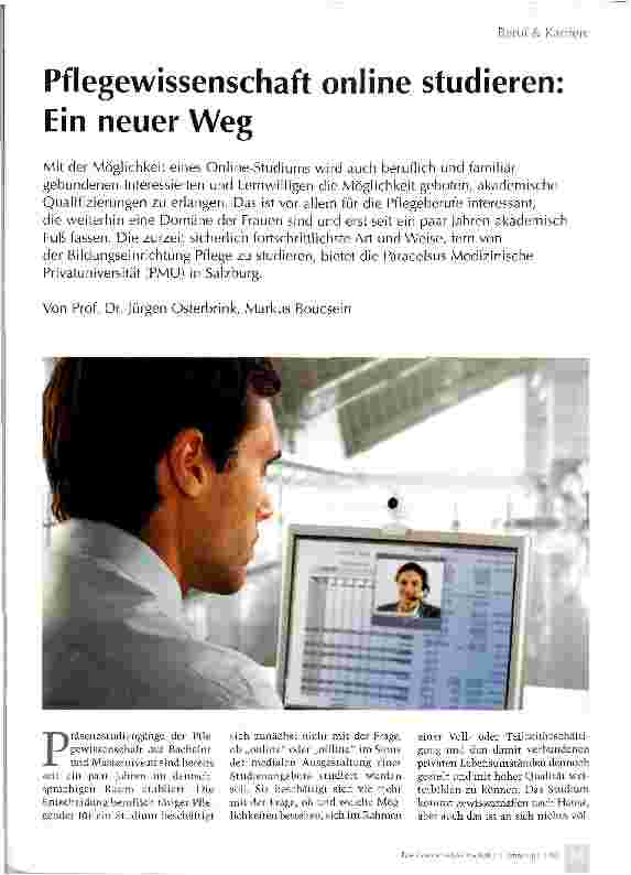 Vorschauseite 1: Pflegewissenschaft online studieren: Ein neuer Weg