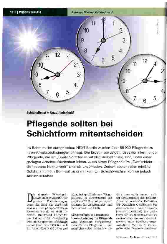 Vorschauseite 1: Pflegende sollten bei Schichtform mitentscheiden