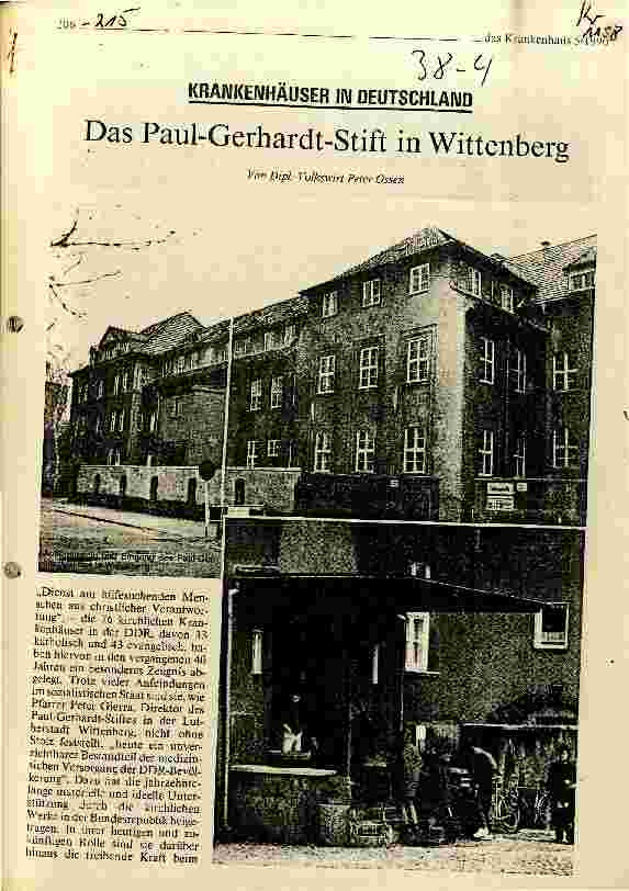 Vorschauseite 1: Das Paul-Gerhardt-Stift in Wittenberg Krankenhäuser in Deutschland