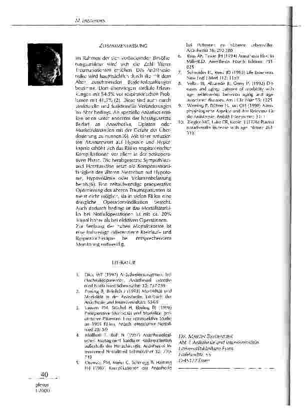 Vorschauseite 3: Anästhesierisiken des älteren Traumapatienten