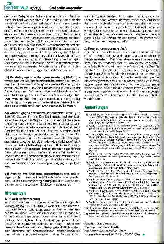 Vorschauseite 4: Großgerätekooperationen zwischen Krankenhäusern und Dritten Motive, Chancen, Möglichkeiten und rechtliche Risiken
