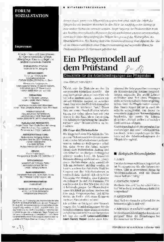 Vorschauseite 1: Ein Pflegemodell auf dem Prüfstand