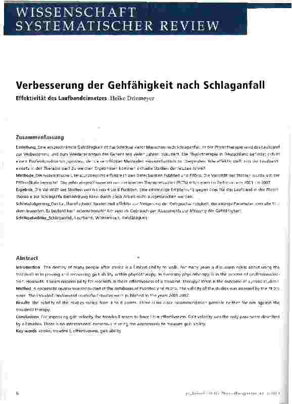 Vorschauseite 1: Verbesserung der Gehfähigkeit nach Schlaganfall