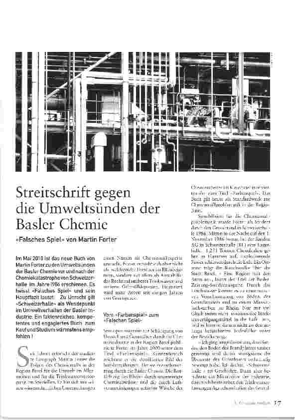 Vorschauseite 1: Streitschrift gegen die Umweltsünden der Basler Chemie
