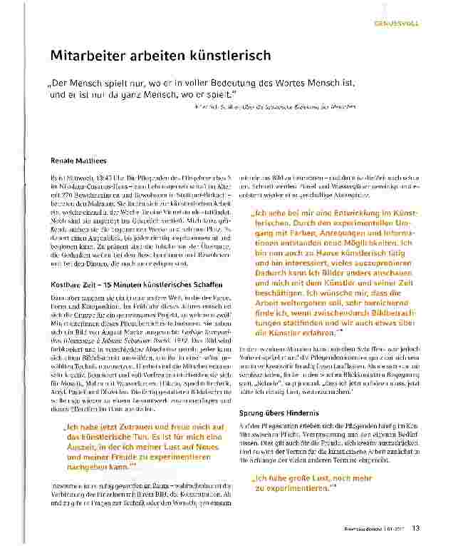 Vorschauseite 1: Mitarbeiter arbeiten künstlerisch