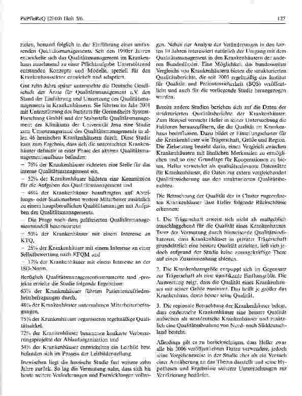 Vorschauseite 2: Qualität im Krankenhaus 2010 — Studie zu Qualitätsmanagement in deutschen Krankenhäusern — Eine Analyse des Umsetzungsstands undAnsätze für Verbesserungsmaßnahmen