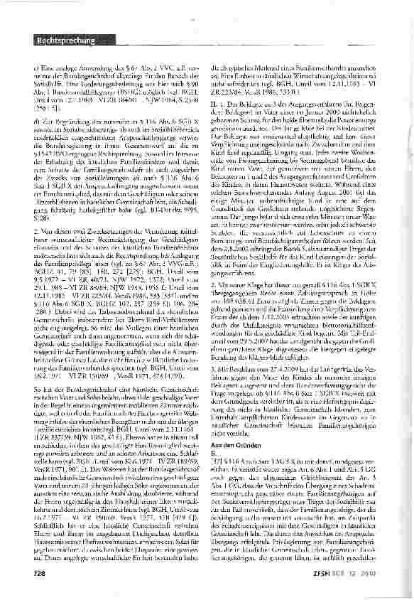 Vorschauseite 2: Haftungsprivilegierung des nicht mit dem Kind in einem Haushalt lebenden Elternteils; häusliche Gemeinschaft i.S.d. SGBX BGB §1687 Abs.1 GGArt 3Abs.1,6Abs.1 und 2SGBX §116 Abs.6 S…