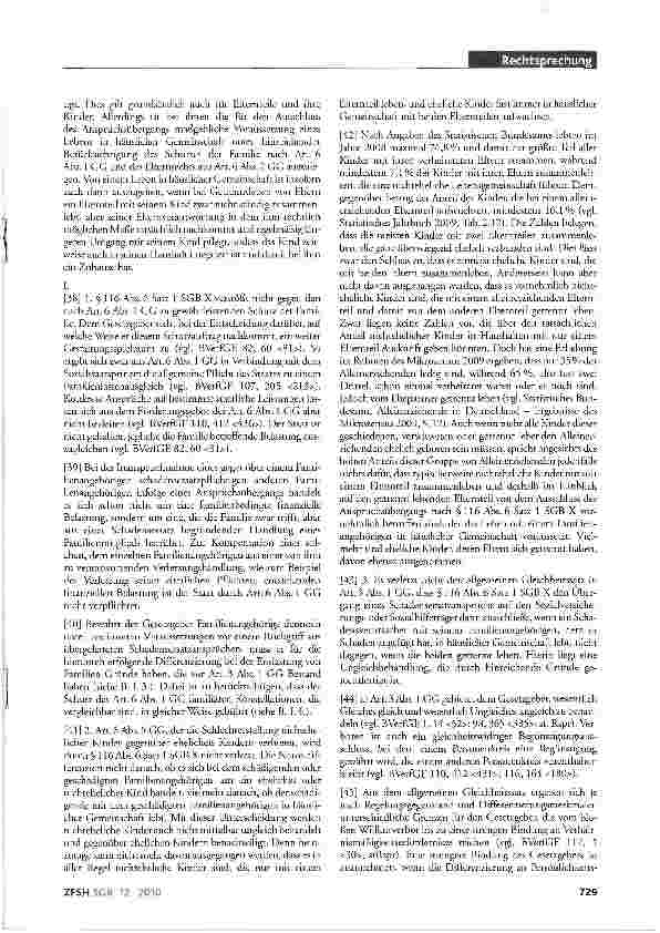 Vorschauseite 3: Haftungsprivilegierung des nicht mit dem Kind in einem Haushalt lebenden Elternteils; häusliche Gemeinschaft i.S.d. SGBX BGB §1687 Abs.1 GGArt 3Abs.1,6Abs.1 und 2SGBX §116 Abs.6 S…