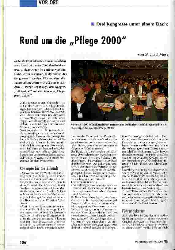 Vorschauseite 1: Rund um die Pflege 2000 Drei Kongresse unter einem Dach
