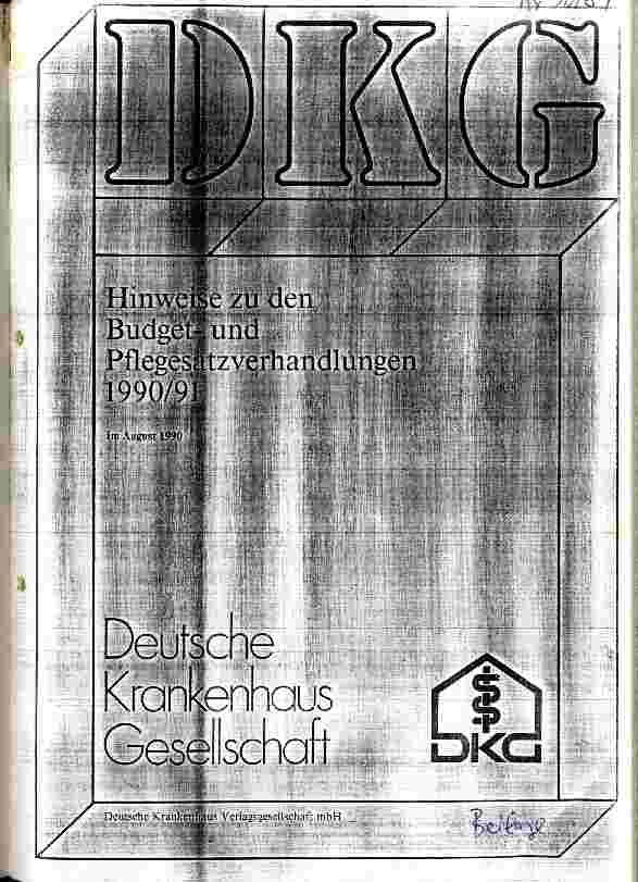 Vorschauseite 1: Hinweise zu den Budgetund Pflegesatzverhandlungen 1990/91