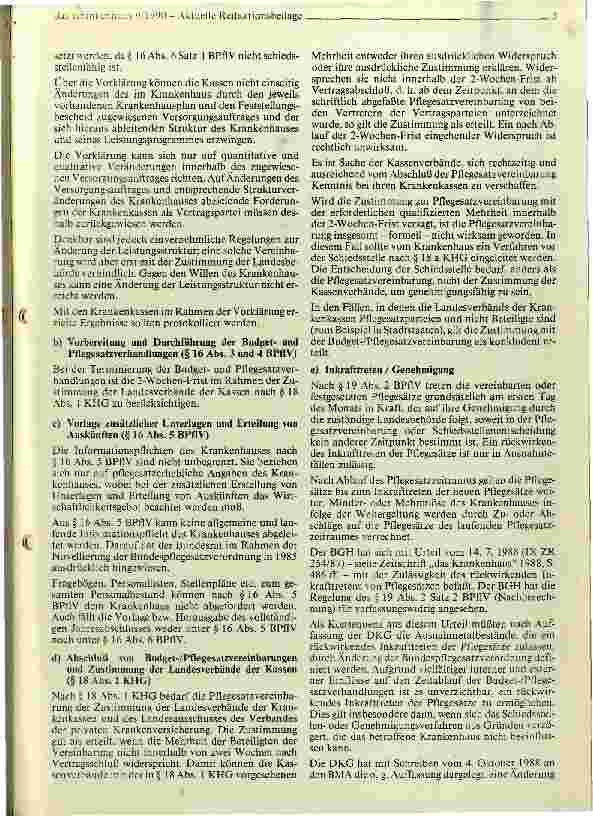 Vorschauseite 6: Hinweise zu den Budgetund Pflegesatzverhandlungen 1990/91