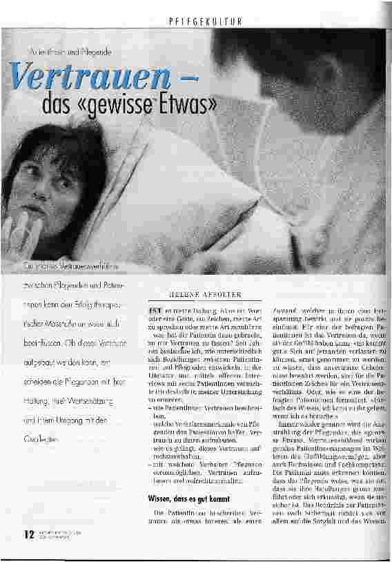 Vorschauseite 1: Vertrauen - das gewisse Etwas PatientInnen und Pflegende
