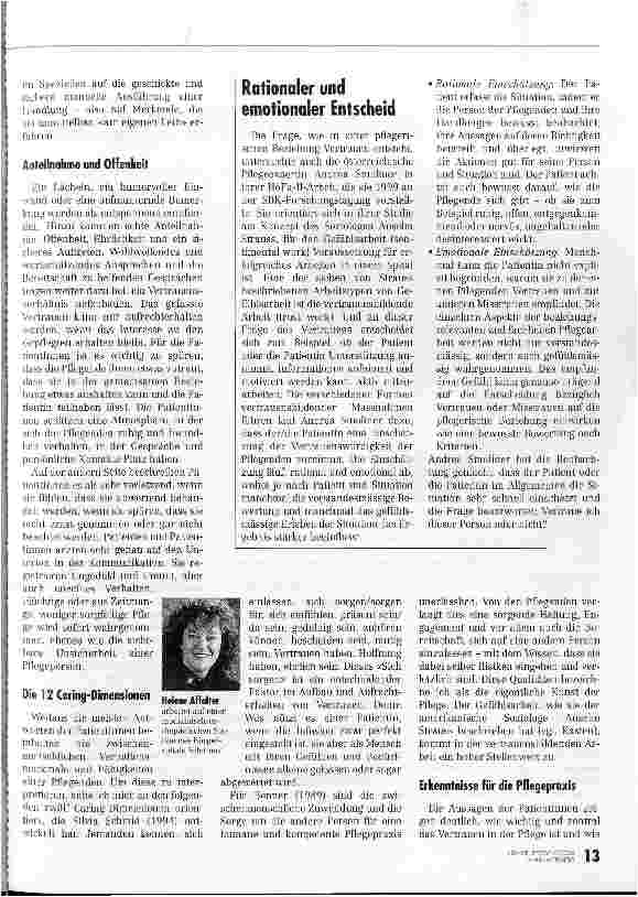 Vorschauseite 2: Vertrauen - das gewisse Etwas PatientInnen und Pflegende