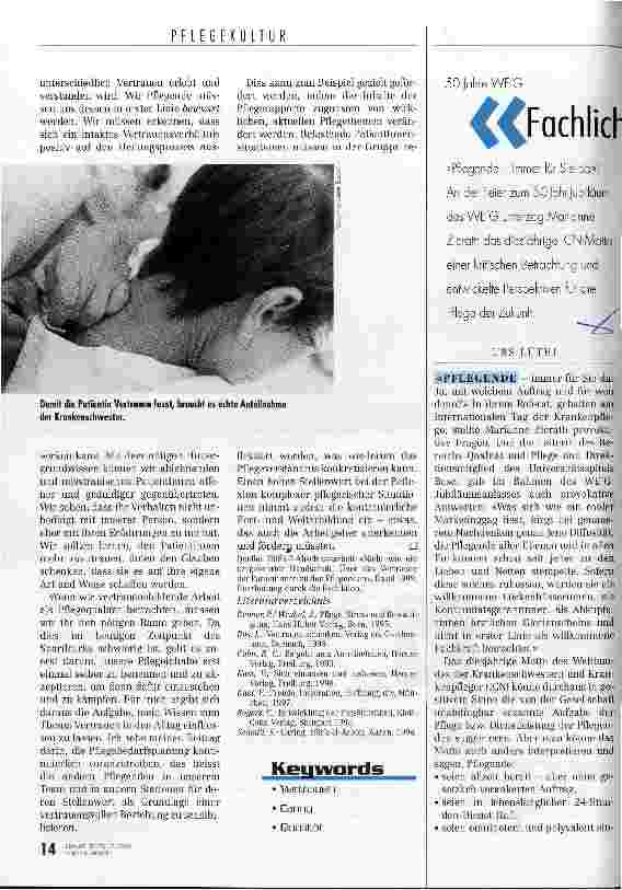 Vorschauseite 3: Vertrauen - das gewisse Etwas PatientInnen und Pflegende