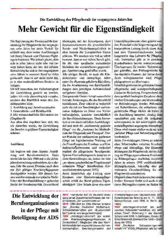 Vorschauseite 1: Mehr Gewicht für die Eigenständigkeit Die Entwicklung der Pflegeberufe im vergangenen Jahrzehnt