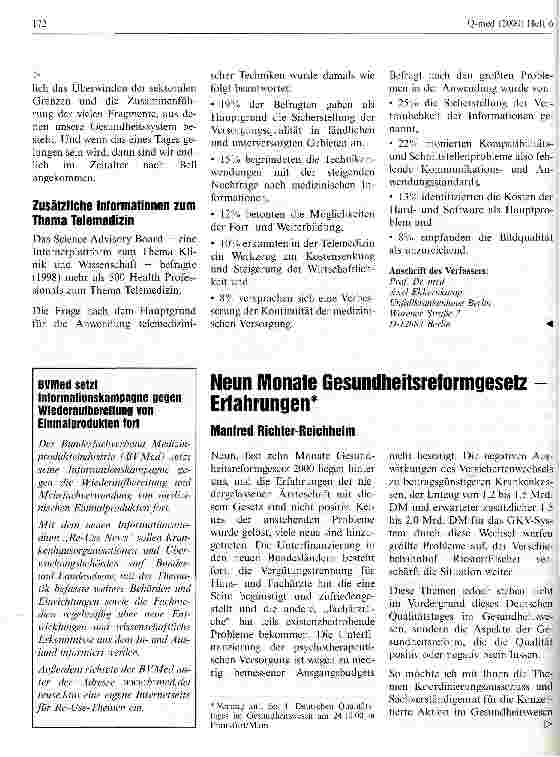 Vorschauseite 1: Neun Monate Gesundheitsreformgesetz-Erfahrungen