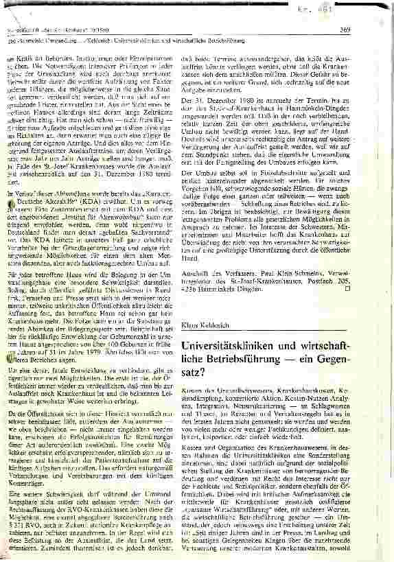Vorschauseite 1: Universitätskliniken und wirtschaftliche Betriebsführung ein Gegensatz
